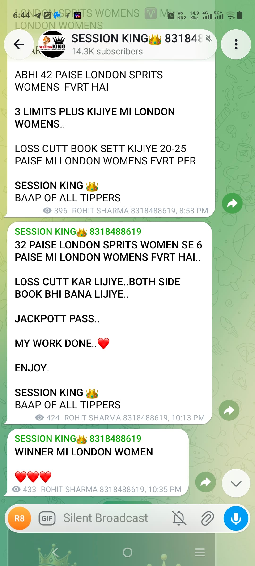 Telegram post describing how the surface behaves